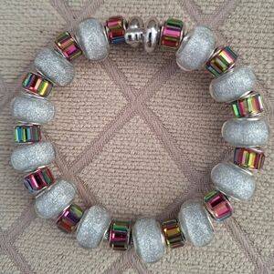 Elegant Silver and Multicolor Beaded Bracelet